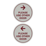 Signs ByLITA Circle Please Use Other Door Sign Set with Adhesive Tape, Mounts On Any Surface, Weather Resistant, Indoor/Outdoor Use