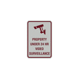 Portrait Round Property Under 24 HR Video Surveillance Sign with Adhesive Tape, Mounts On Any Surface, Weather Resistant