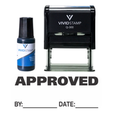 Approved By Date Self Inking Rubber Stamp Combo with Refill
