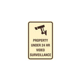 Portrait Round Property Under 24 HR Video Surveillance Sign with Adhesive Tape, Mounts On Any Surface, Weather Resistant