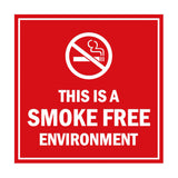 Square this is a smoke free environment Sign with Adhesive Tape, Mounts On Any Surface, Weather Resistant