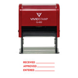 Red Received Approved Entered Self Inking Rubber Stamp
