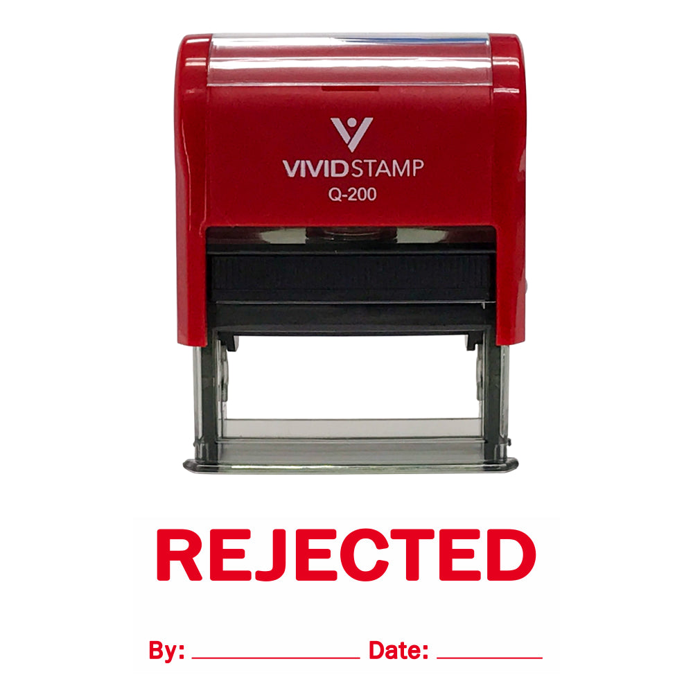 Red Rejected By Date Self Inking Rubber Stamp
