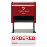 Red Ordered With Date Line Self-Inking Office Rubber Stamp