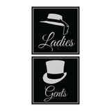 Square ladies and gents sign set with Adhesive Tape, Mounts On Any Surface, Weather Resistant