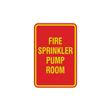 Portrait Round Fire Sprinkler Pump Room Sign with Adhesive Tape, Mounts On Any Surface, Weather Resistant