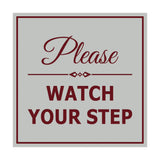 Signs ByLITA Square Classy Please Watch Your Step Sign with Adhesive Tape, Mounts On Any Surface, Weather Resistant, Indoor/Outdoor Use