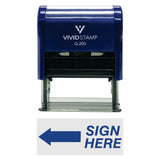 Blue Sign Here Left Arrow Self-Inking Office Rubber Stamp