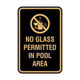 Signs ByLITA Portrait Round No Glass Permitted In Pool Area Sign with Adhesive Tape, Mounts On Any Surface, Weather Resistant, Indoor/Outdoor Use