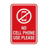 Signs ByLITA Portrait Round No Cell Phone Use Please Sign with Adhesive Tape, Mounts On Any Surface, Weather Resistant, Indoor/Outdoor Use