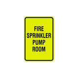 Portrait Round Fire Sprinkler Pump Room Sign with Adhesive Tape, Mounts On Any Surface, Weather Resistant