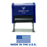 Blue MADE IN THE USA (FLAG) Self Inking Rubber Stamp