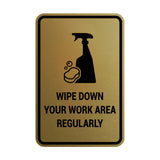 Portrait Round Wipe Down Your Work Area Regularly Sign