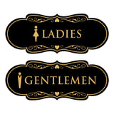 Designer Ladies and Gentlemen Figurines Restroom Signs (Set of 2) For Walls or Doors