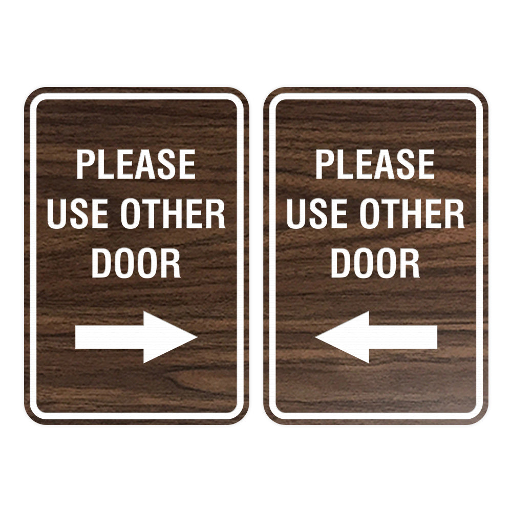 Portrait Round Please Use Other Door Sign Set with Adhesive Tape, Mounts On  Any Surface, Weather Resistant