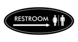 Oval Restroom Right Arrow Sign