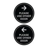 Signs ByLITA Circle Please Use Other Door Sign Set with Adhesive Tape, Mounts On Any Surface, Weather Resistant, Indoor/Outdoor Use