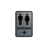 Portrait Round Restrooms Right Arrow Sign