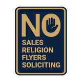 Portrait Round No Sales, No Religion, No Flyers, No Soliciting Wall or Door Sign