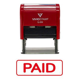 Red Simple Paid W/Border Self Inking Rubber Stamp
