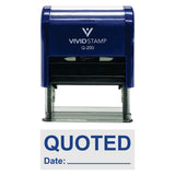 Blue Quoted With Date Line Self-Inking Office Rubber Stamp