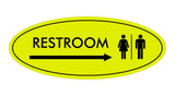 Oval Restroom Right Arrow Sign