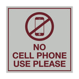 Signs ByLITA Square No Cell Phone Use Please Sign with Adhesive Tape, Mounts On Any Surface, Weather Resistant, Indoor/Outdoor Use
