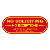 NO SOLICITING NO EXCEPTIONS Door / Wall Sign