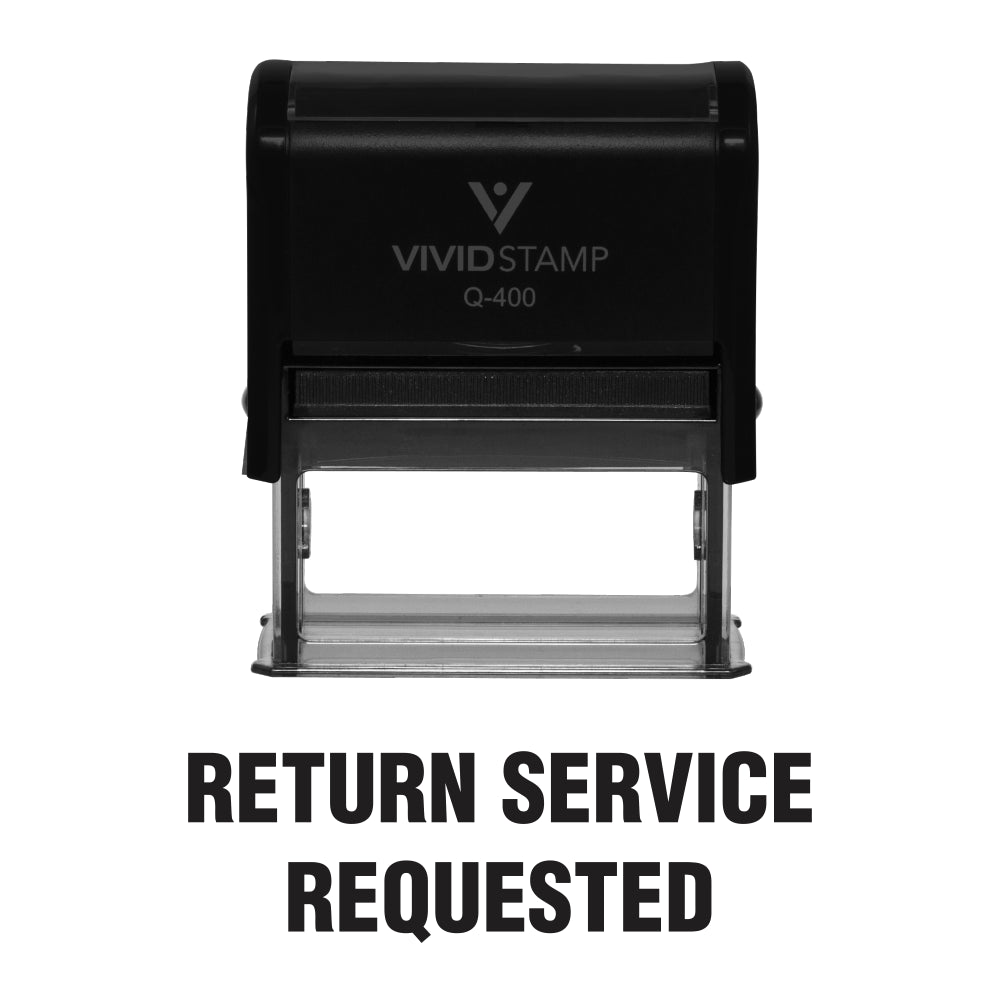 Black Return Service Requested Self Inking Rubber Stamp
