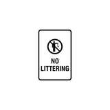 Portrait Round No Littering Sign With Adhesive Tape