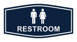 Navy Blue / White Fancy Unisex Restroom Sign