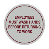 Signs ByLITA Circle Employees Must Wash Hands Before Returning to Work Sign
