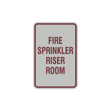 Portrait Round Fire Sprinkler Riser Room Sign with Adhesive Tape, Mounts On Any Surface, Weather Resistant