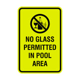 Signs ByLITA Portrait Round No Glass Permitted In Pool Area Sign with Adhesive Tape, Mounts On Any Surface, Weather Resistant, Indoor/Outdoor Use