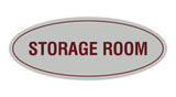 Light Grey / Burgundy Oval Storage Room Sign