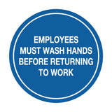 Signs ByLITA Circle Employees Must Wash Hands Before Returning to Work Sign
