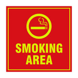 Square Smoking Area Sign with Adhesive Tape, Mounts On Any Surface, Weather Resistant