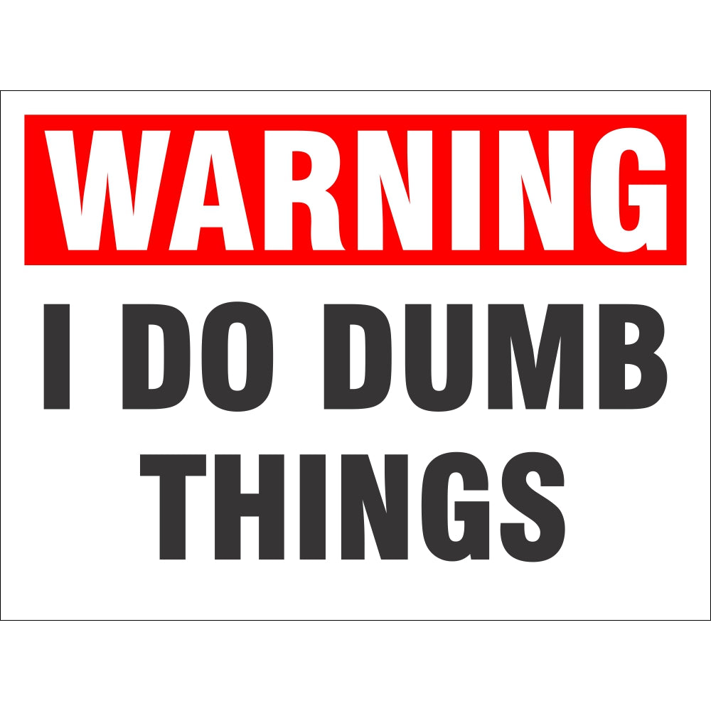 Warning - I Do Dumb Things | 9 x 12 Novelty Plastic Sign
