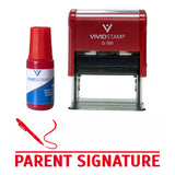Red Parent Signature Self Inking Rubber Stamp Combo With Refill