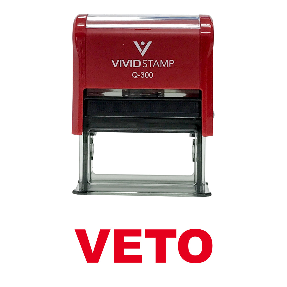 Red VETO Self Inking Rubber Stamp