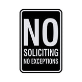 Portrait Round No Soliciting No Exceptions Sign
