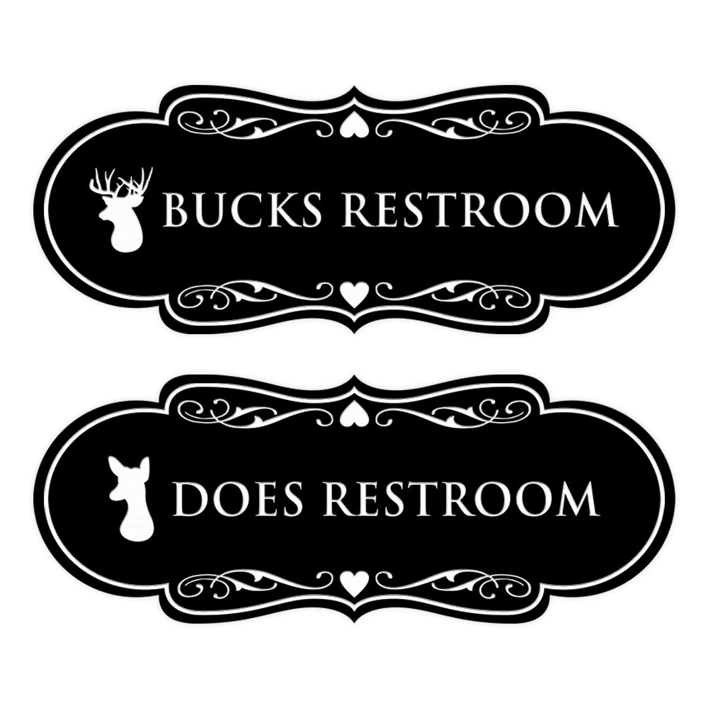 Designer Bucks and Does Novelty Restroom Signs (Set of 2) Wall or Door Sign