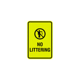 Portrait Round No Littering Sign With Adhesive Tape