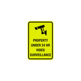 Portrait Round Property Under 24 HR Video Surveillance Sign with Adhesive Tape, Mounts On Any Surface, Weather Resistant