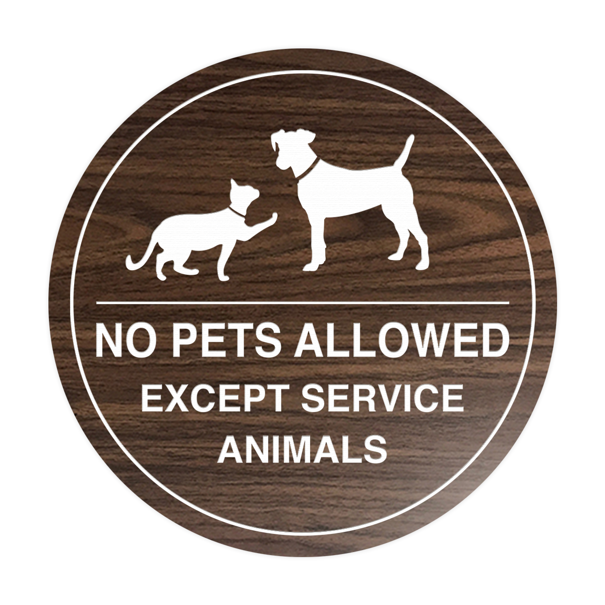 Signs ByLITA Circle No Pets Allowed Except Service Animals Sign