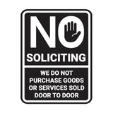 Portrait Round No Soliciting We Do Not Purchase Goods or Services Sold Door to Door Wall or Door Sign