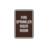 Portrait Round Fire Sprinkler Riser Room Sign with Adhesive Tape, Mounts On Any Surface, Weather Resistant