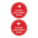 Signs ByLITA Circle Please Use Other Door Sign Set with Adhesive Tape, Mounts On Any Surface, Weather Resistant, Indoor/Outdoor Use