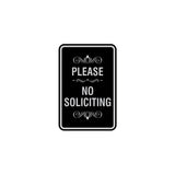 Portrait Round please no soliciting Sign with Adhesive Tape, Mounts On Any Surface, Weather Resistant