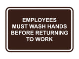 Signs ByLITA Classic Framed Employees Must Wash Hands Before Returning To Work